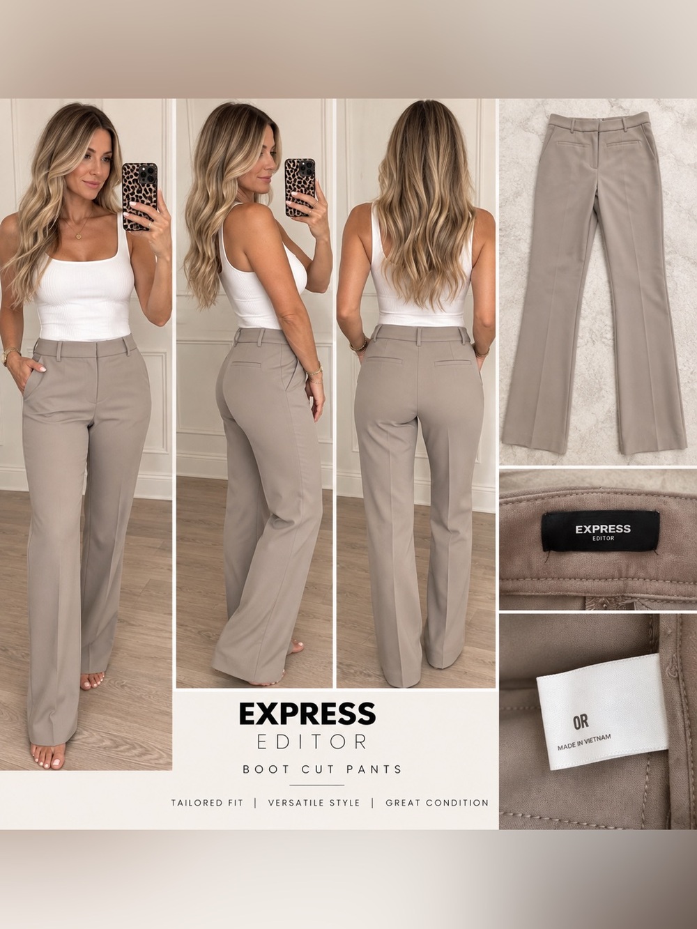 Express Editor Women’s Boot Cut Pants in Taupe